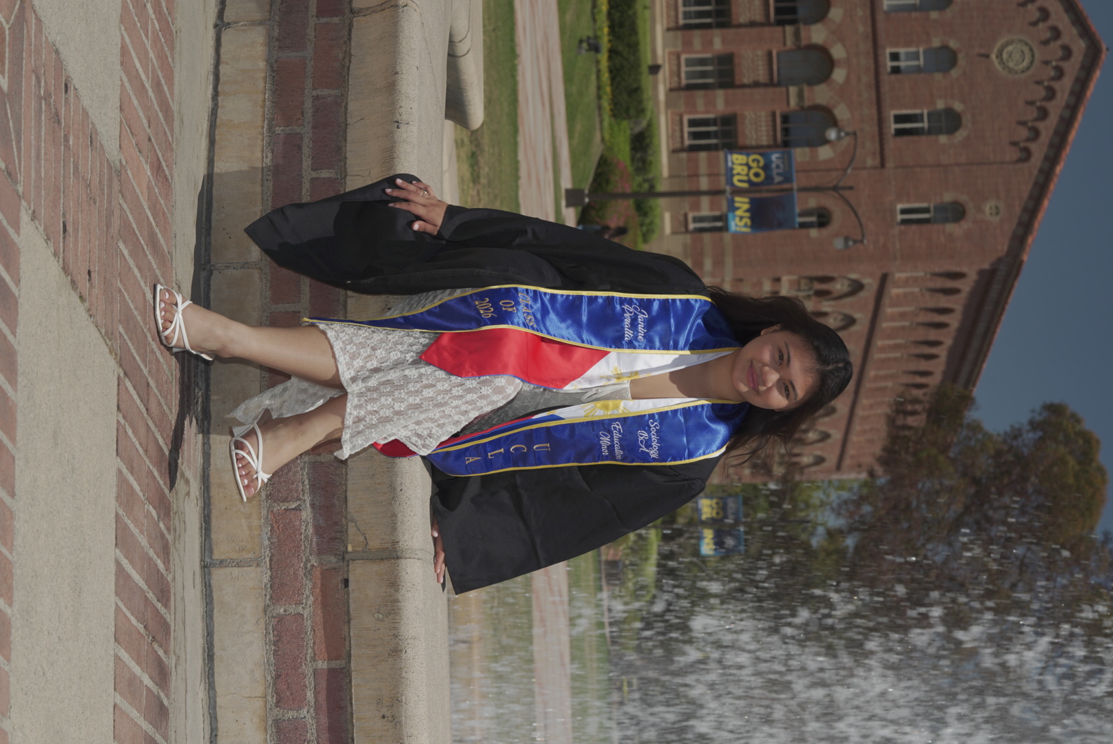 Graduation portrait session preview near the UCLA fountain